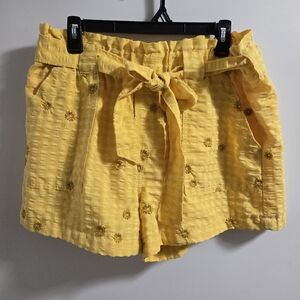 Time and Tru Yellow Floral High Waist Shorts